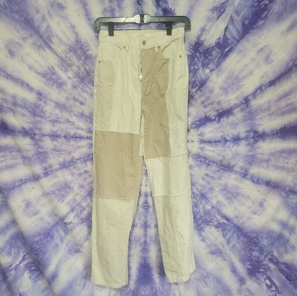 PacSun Women's Eco Off White Patchwork Dad Jeans Size 24 - Picture 1 of 16